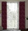 Maroon Semisheer Polyester 7 Feet Eyelet Set of 4 Curtains