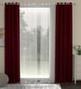 Maroon Solid Polyester 7 Ft Semisheer Eyelet Door Curtains (Set of 4)