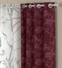 Maroon Semisheer Polyester 7 Feet Eyelet Set of 4 Curtains