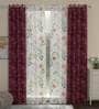 Maroon Semisheer Polyester 7 Feet Eyelet Set of 4 Curtains
