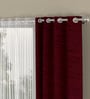 Maroon Solid Polyester 7 Ft Semisheer Eyelet Door Curtains (Set of 4)