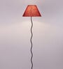 Mabel Maroon Jute Shade Club Floor Lamp With Iron Base