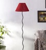 Mabel Maroon Jute Shade Club Floor Lamp With Iron Base