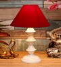 Maroon Shade Table Lamp With Metal Base