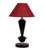 Maroon Shade Table Lamp With Metal Base