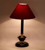 Maroon Shade Table Lamp With Metal Base