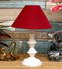 Maroon Shade Table Lamp With Metal Base
