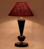 Maroon Shade Table Lamp With Metal Base