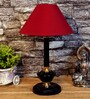 Maroon Shade Table Lamp With Metal Base