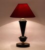 Maroon Shade Table Lamp With Metal Base