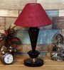 Maroon Shade Table Lamp With Metal Base