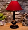 Maroon Shade Table Lamp With Metal Base