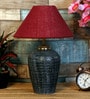Maroon Shade Table Lamp With Terracotta Base