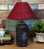 Maroon Shade Table Lamp With Terracotta Base