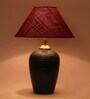 Maroon Shade Table Lamp With Terracotta Base