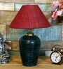 Maroon Shade Table Lamp With Terracotta Base