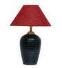 Maroon Shade Table Lamp With Terracotta Base