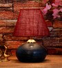Maroon Shade Table Lamp With Terracotta Base