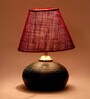 Maroon Shade Table Lamp With Terracotta Base