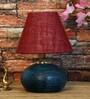 Maroon Shade Table Lamp With Terracotta Base