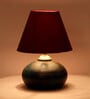 Maroon Shade Table Lamp With Terracotta Base