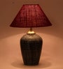 Maroon Shade Table Lamp With Terracotta Base