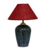 Maroon Shade Table Lamp With Terracotta Base