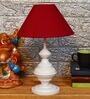 Maroon Shade Table Lamp With Metal Base