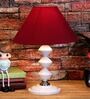 Maroon Shade Table Lamp With Metal Base