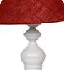 Maroon Shade Table Lamp With Metal Base