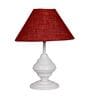 Maroon Shade Table Lamp With Metal Base