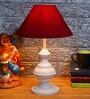 Maroon Shade Table Lamp With Metal Base