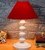 Maroon Shade Table Lamp With Metal Base