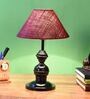 Maroon Shade Table Lamp With Metal Base