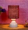 Maroon Shade Table Lamp With Metal Base
