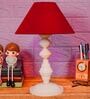 Maroon Shade Table Lamp With Metal Base