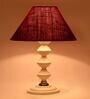 Maroon Shade Table Lamp With Metal Base