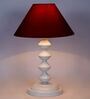 Maroon Shade Table Lamp With Metal Base