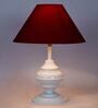 Maroon Shade Table Lamp With Metal Base