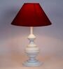 Maroon Shade Table Lamp With Metal Base