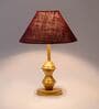 Maroon Shade Table Lamp With Metal Base