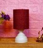 Maroon Shade Table Lamp With Metal Base