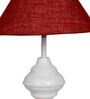 Maroon Shade Table Lamp With Metal Base