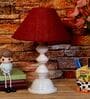Maroon Shade Table Lamp With Metal Base