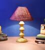 Maroon Shade Table Lamp With Metal Base