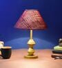 Maroon Shade Table Lamp With Metal Base