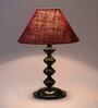 Maroon Shade Table Lamp With Metal Base