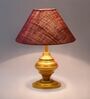 Maroon Shade Table Lamp With Metal Base