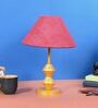 Maroon Shade Table Lamp With Metal Base