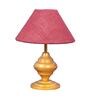 Maroon Shade Table Lamp With Metal Base